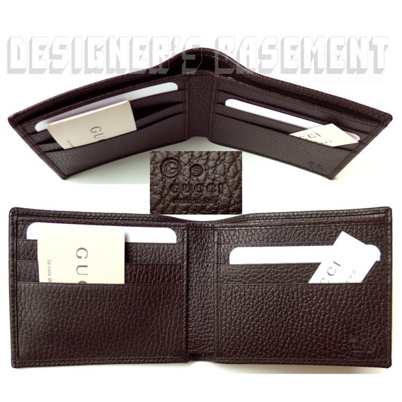 GUCCI Original GG Jacquard canvas & dark brown leather bifold Wallet NIB 260987 - Picture 2 of 5